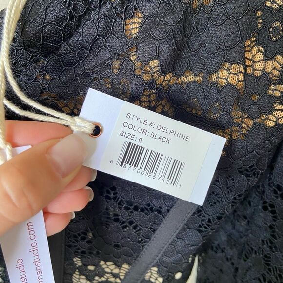 NWT V. Chapman Delphine Black Top Lace Blouse Size 0 - Picture 10 of 11